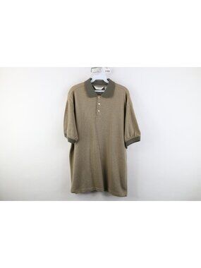 Vintage 90s Collared Golf Polo Shirt Mens Size L Green Diamond Knit Short Sleeve